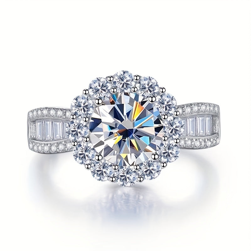 Sterling Silver 8mm Blue Moissanite Engagement Ring for Weddings and Gifts