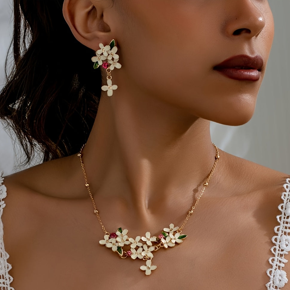 Jozibali Lilak Gul Emal Zargarlik To'plami - Marjon va Quloqni, Tug'ilgan kun bayramlari, Romantik uchrashuvlar, Ijtimoiy yig'ilishlar va Zamonaviy Har kuni kiyish uchun ideal