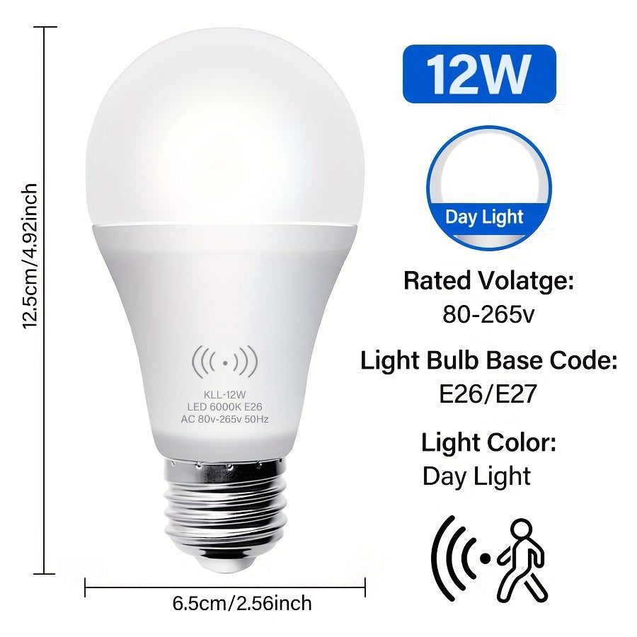 Motion Sensor LED Bulb 9W Dimmable 6000K White E26 800Lm Indoor Lighting