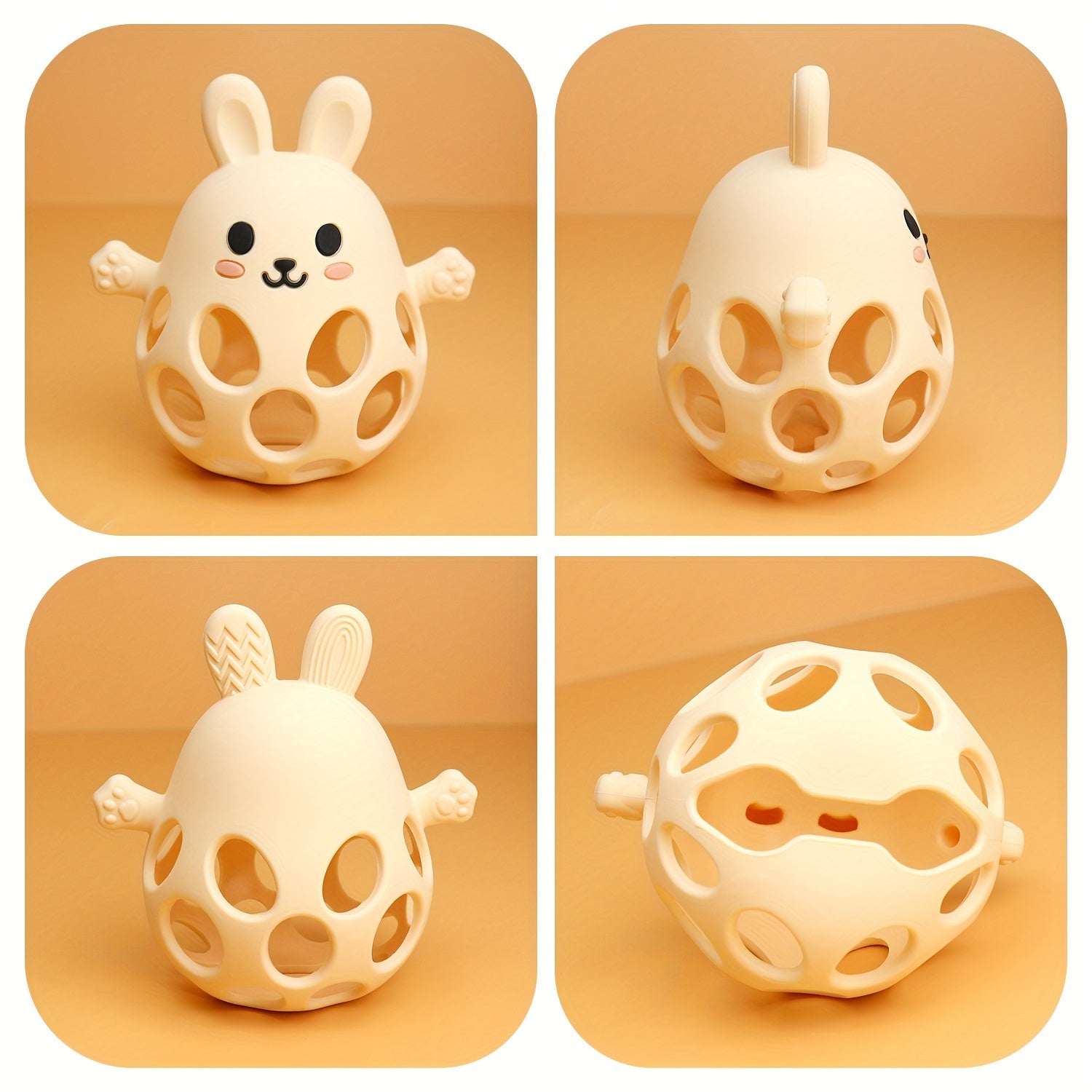 Yangi tug'ilganlar uchun mo'ljallangan, shovqinli chayqash uchun silikon bolalar chaynash o'yinchoq, turli ranglarda