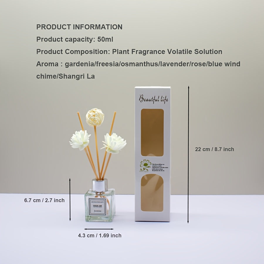 Reed Diffuser Set 50ml with Dry Flower Canes for Home Fragrance and Odor Elimination