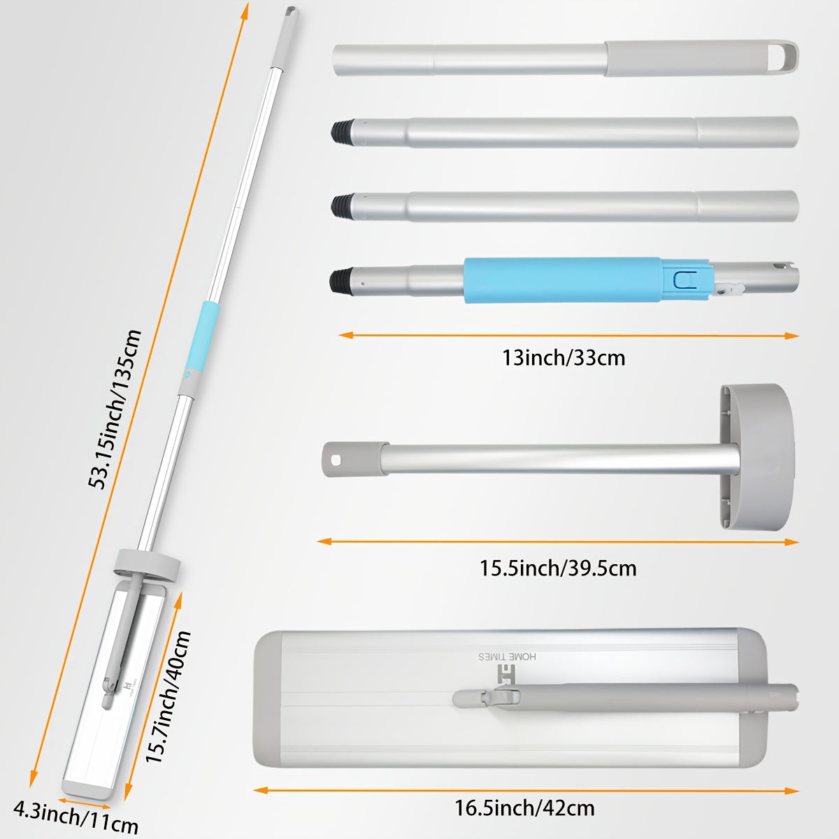 Aluminium Collapsible Mop with Extendable Handle and 2 Refills for Hardwood and Tile Floors