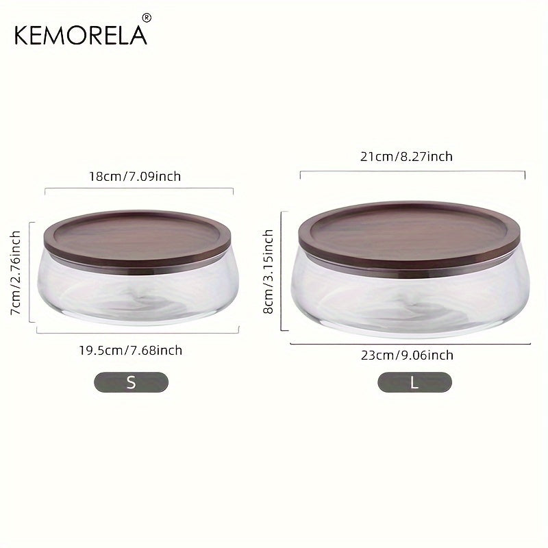 Yong'oq, meva, don va shirinliklarni saqlash uchun shisha idish bilan yog'och lagan. Oshxona saqlash uchun yog'och qopqoq bilan ikki qatlamli shirinlik idishlari.