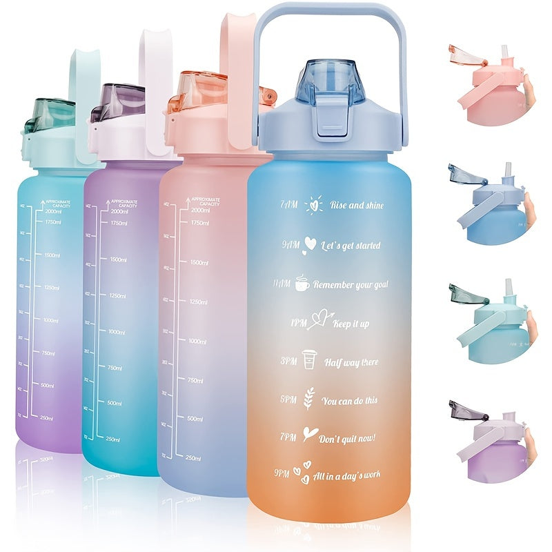 Gradient 2L Water Bottle with Straw Handle Lockable Lid for Climbing Outdoor