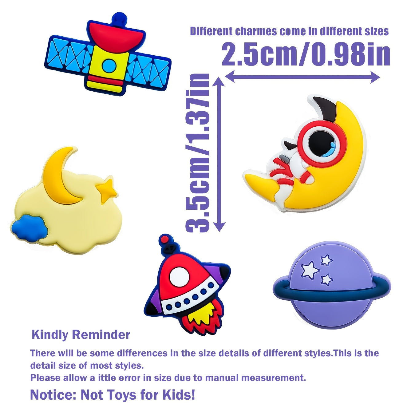 22pcs Space Explorer Shoe Charms PVC Astronaut Planet Rocket Footwear Accessories