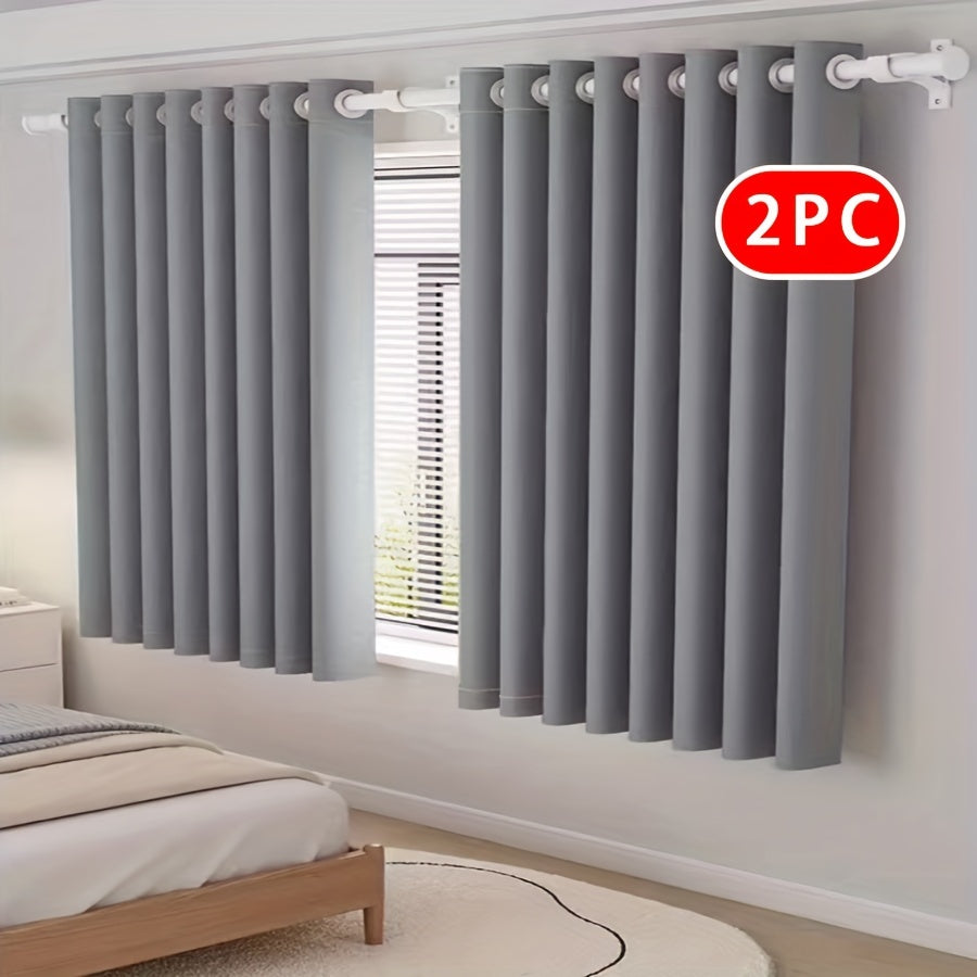 2 ta to'plam Qorong'u qopqog'li pardalar, Grommet yuqori, Polyester, barcha mavsumlar uchun oddiy to'qima