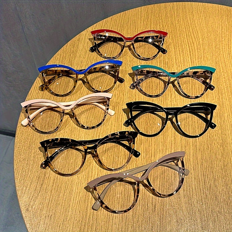 Retro-Inspired Cat Eye Glasses Women Transparent Lenses Fashionable Computer Eyewear