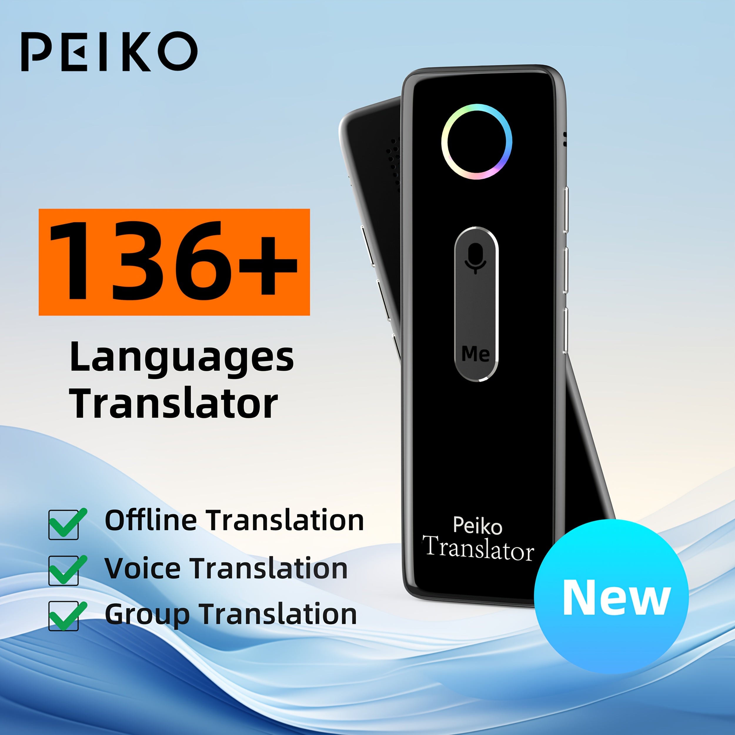 Portable Language Translator Device Supports 136 Languages Wireless Rechargeable Battery