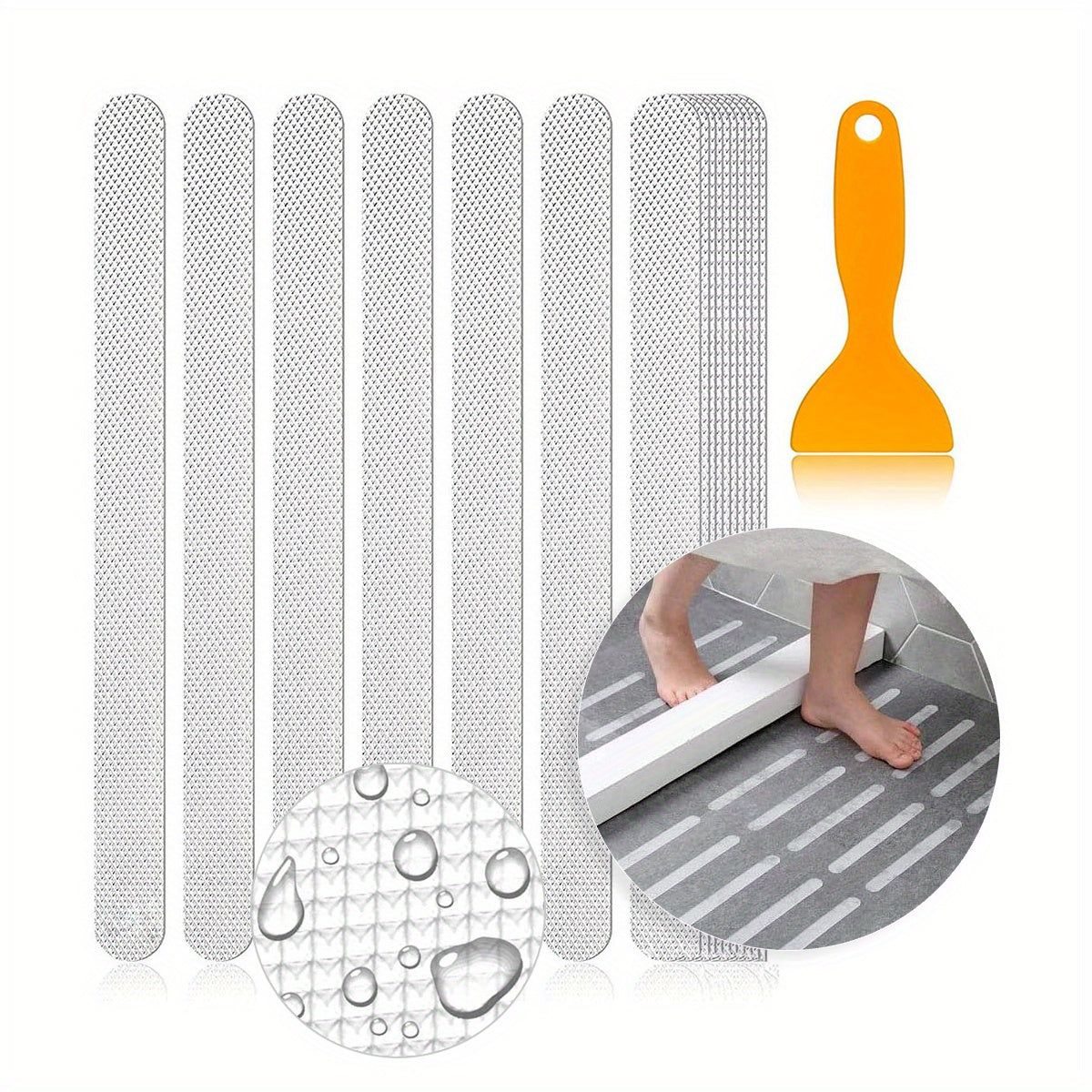 Set of 24 Non-slip Bathroom Shower Treads Bathtub Safety Strips with Adhesive