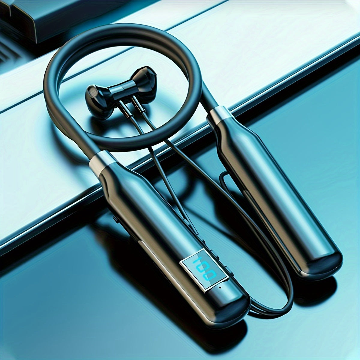 Wireless Neckband Earbuds with Microphone 120H Playback HiFi Stereo Sweatproof for Gym Running