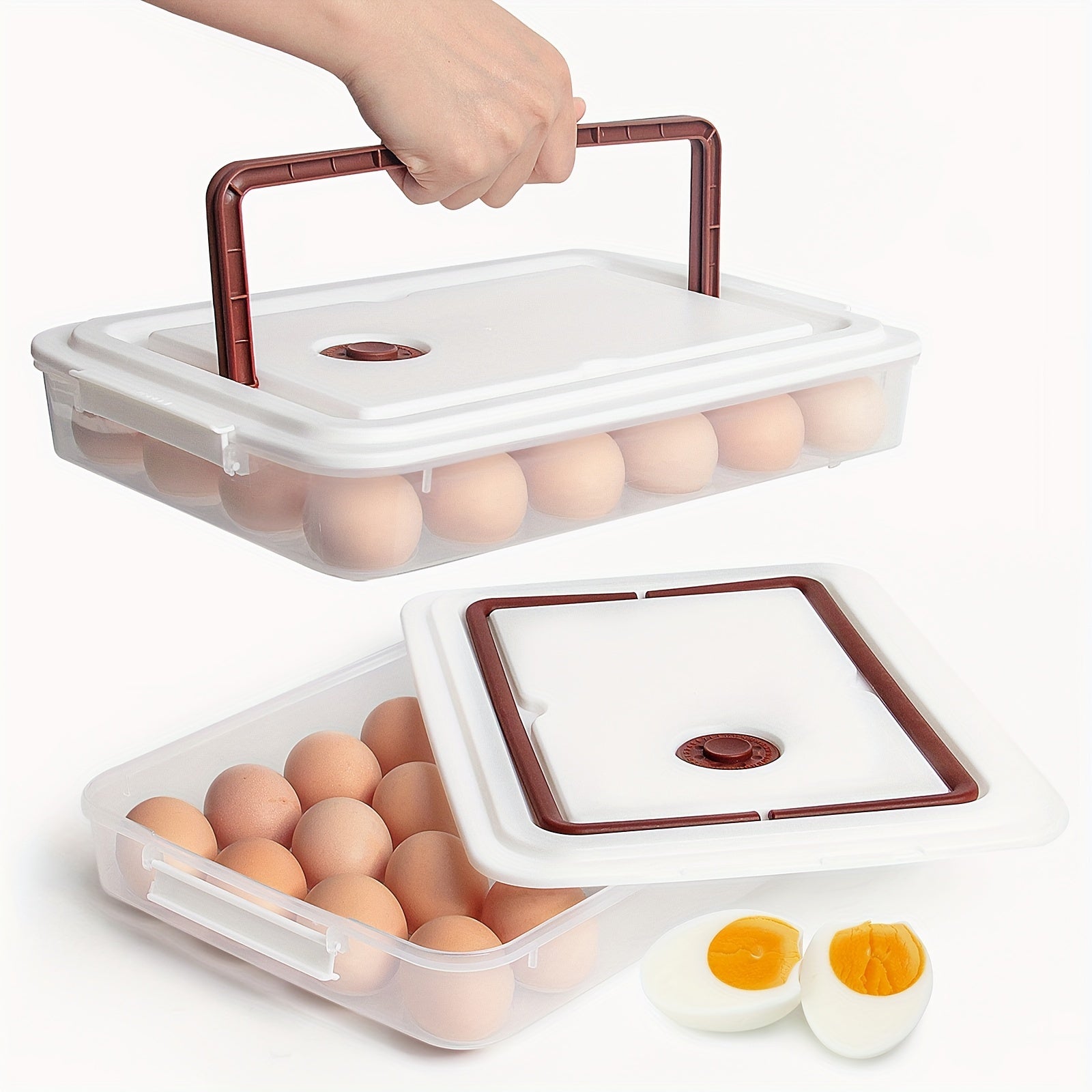 Plastic Egg Holder with Lid, Transparent, Stackable, 48 Eggs Storage