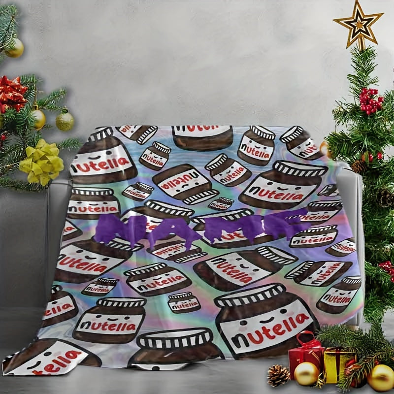 Custom Cartoon Nutella Pattern Flannel Fleece Blanket for Bed Couch Camping