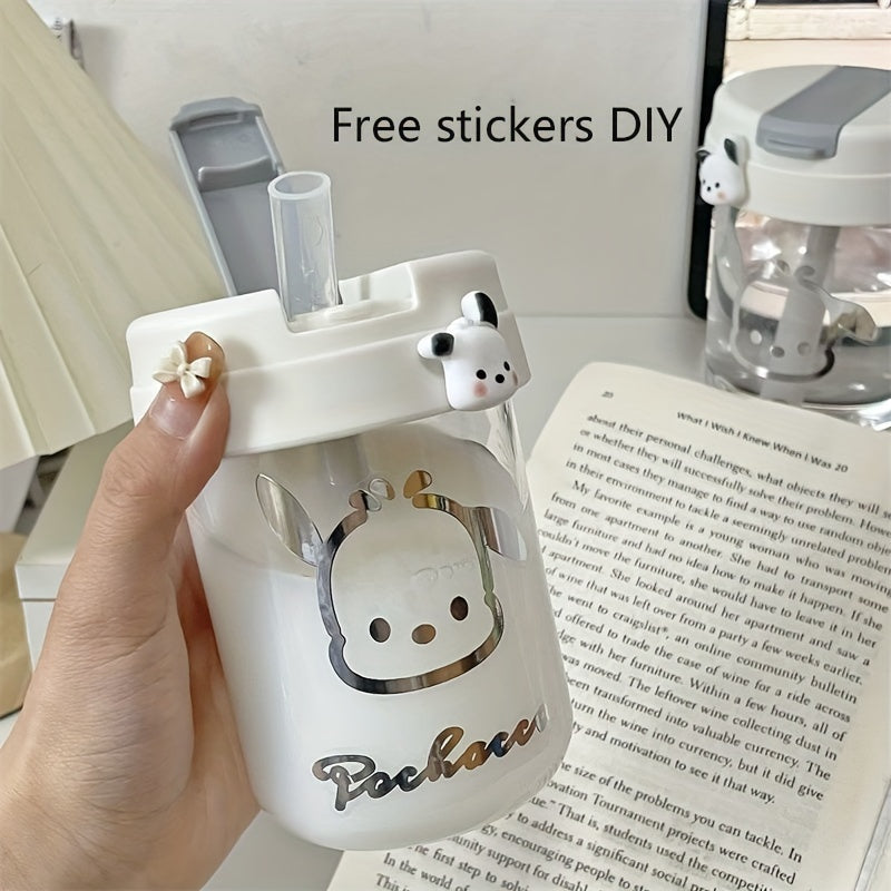 Mini Portable Water Bottle with Straw Oval Shape for Travel PVC Free