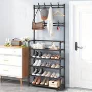Entryway Organizer with Coat Rack Shoe Storage Hooks and Shelf for Home Entryway