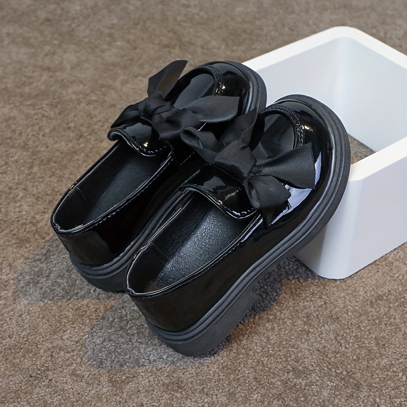 2025 Bahor Qizlar Uchun Zamonaviy Kamonli Qora Loferlar, Bolalar Uchun Ideal.