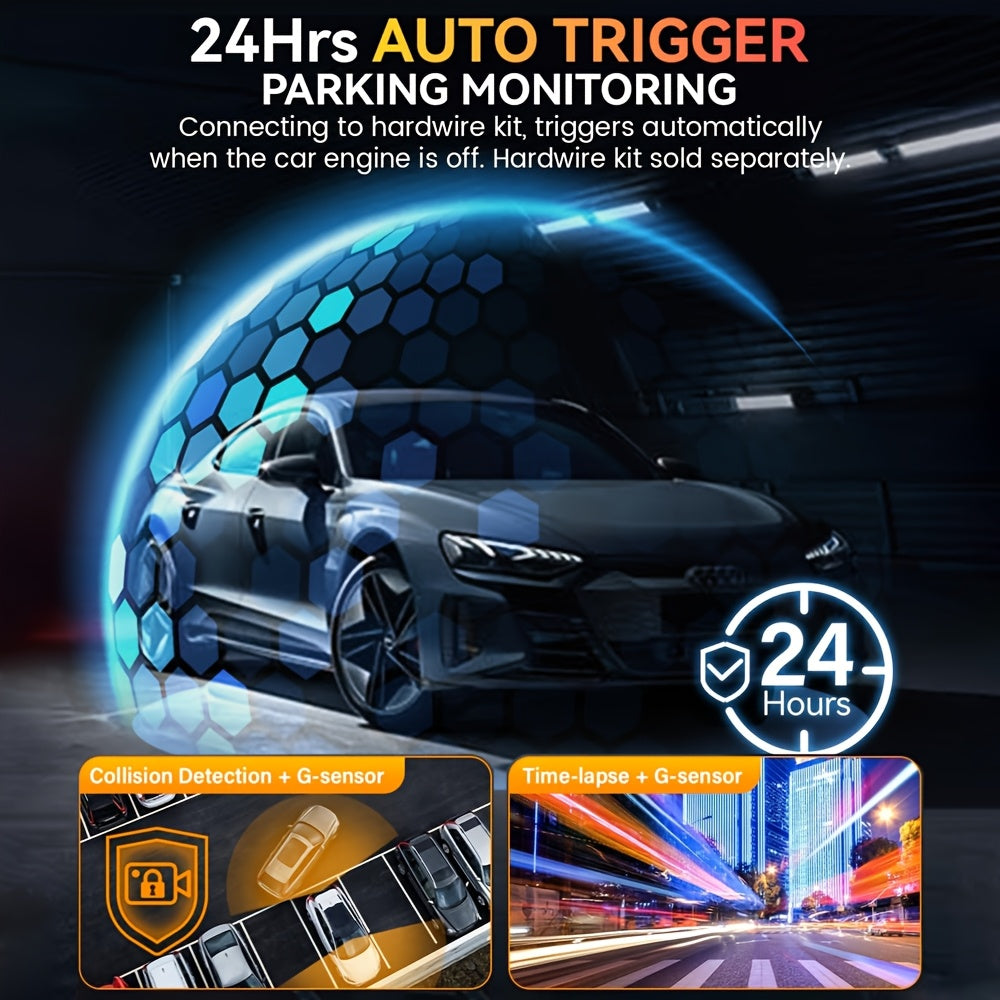 4K Ultra HD Dash Cam with Front and Rear View 64GB WiFi Night Vision Wide Angle