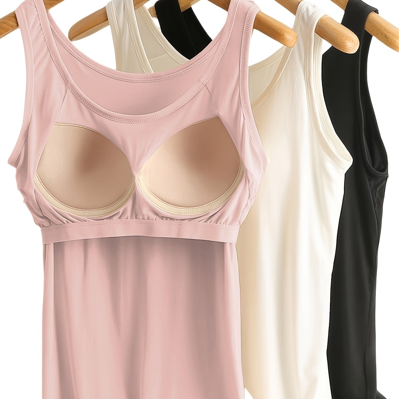 Plus Size Sleeveless Sports Tank Tops 3 Pack with Built-In Bras Breathable Viscose for Running and Fitness