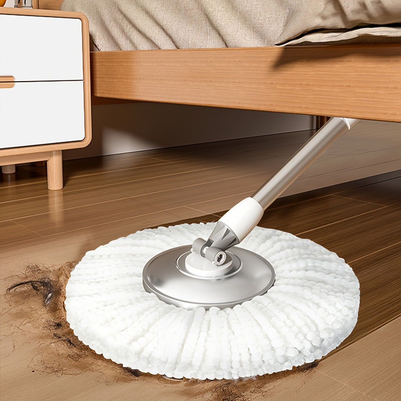 Aylanuvchi mop va kova to'plami, bo'linadigan loy kova va mop matolari bilan ho'l va quruq tozalash uchun