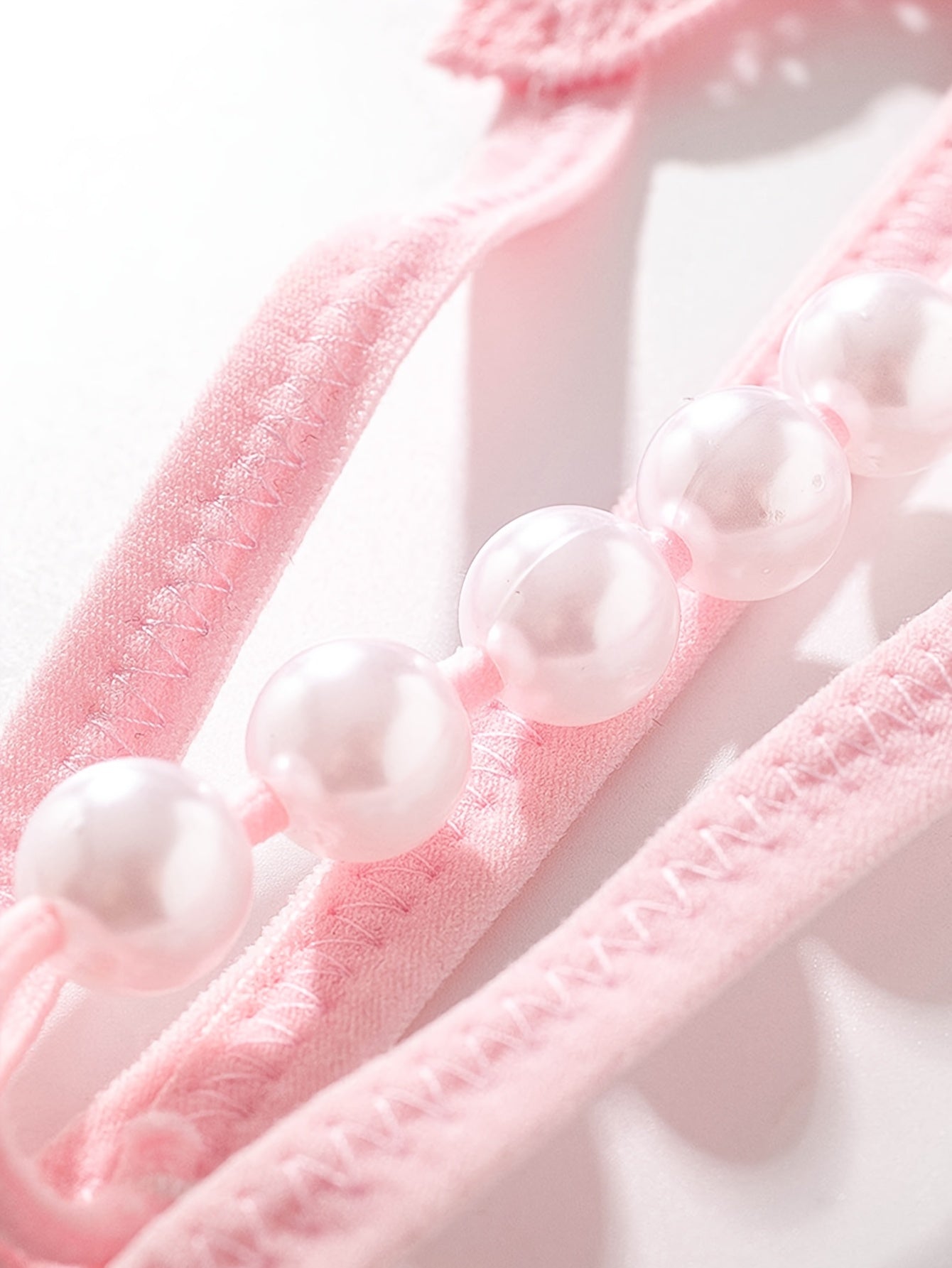 Women's Black Sheer Polyester Thongs with Floral Embroidery and Pearl Accents