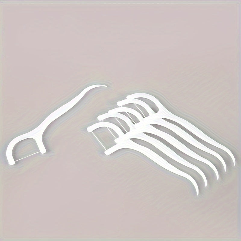 Disposable Dental Floss Sticks Pack of 50 for Travel Hygiene White Plastic