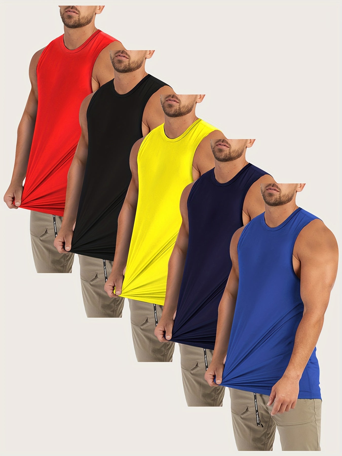 Plus Size Sports Tank Tops Set 5 Pack Breathable Quick Dry Sleeveless Fitness