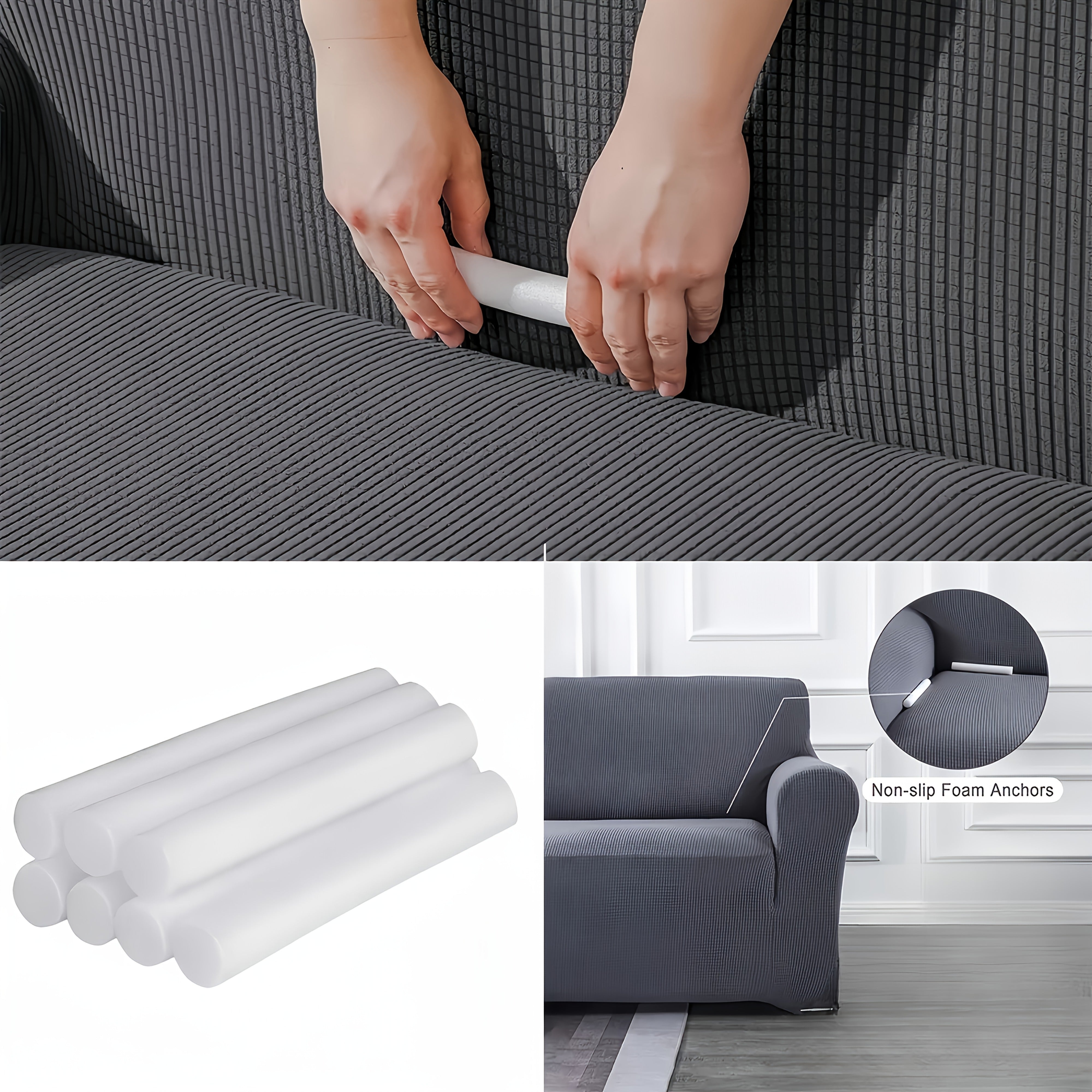 10/20pcs White Foam Sofa Cover Anti-slip Strips Clips for Securing Bed or Couch