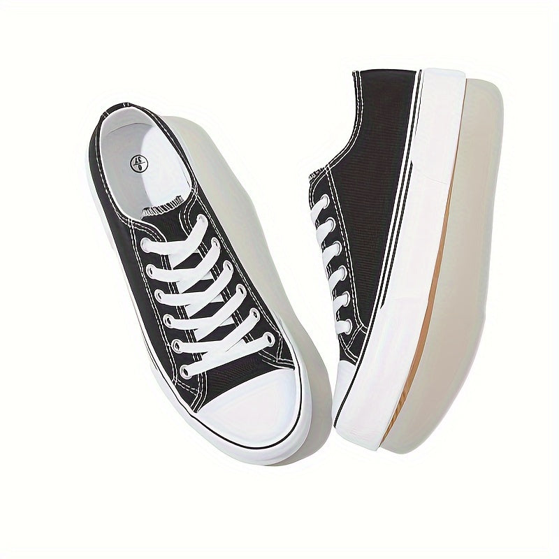 Women's Canvas Sneakers Low Top Solid Color Casual Lightweight Rubber Sole