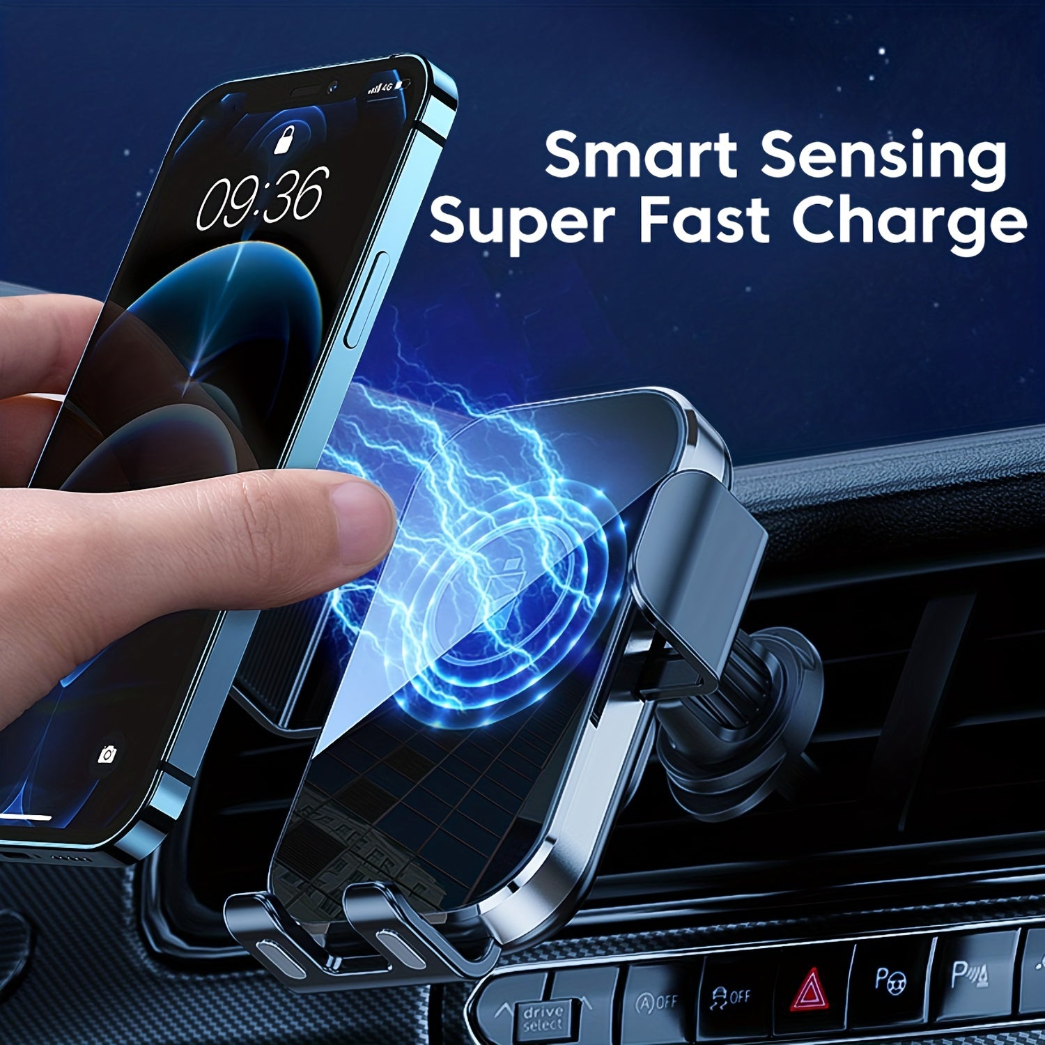 Car Mount Wireless Charger Automatic Sensing 15W Fast Charging Tempered Glass