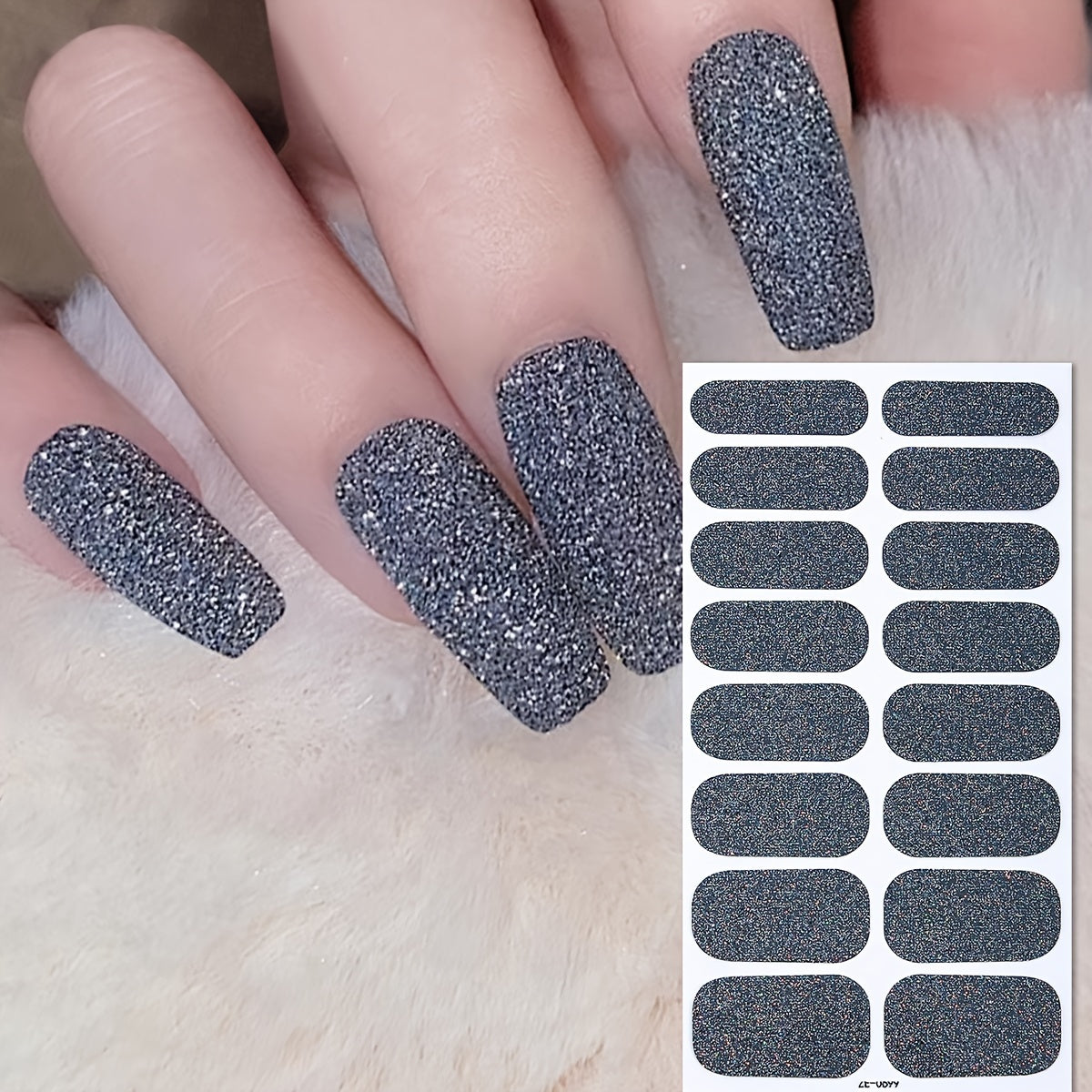 Pink Glitter Nail Wraps Set of 8 Sheets Self-Adhesive for DIY Nail Art