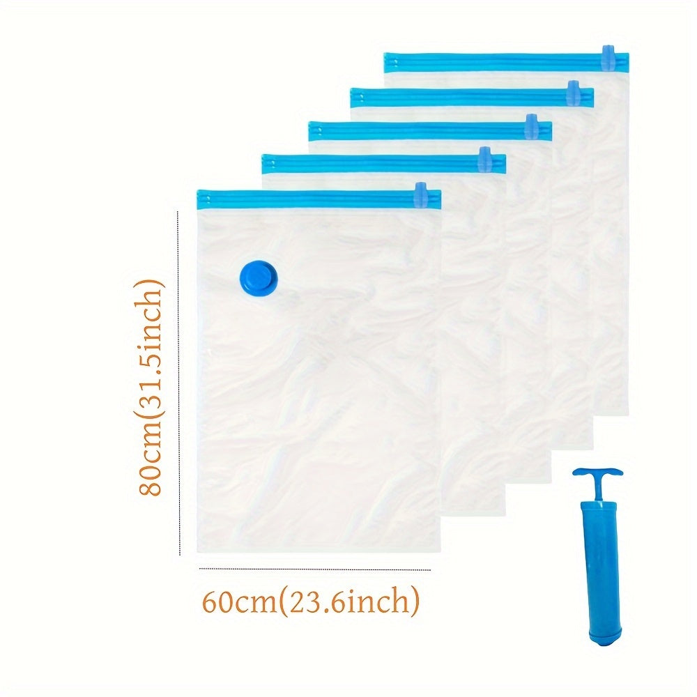 Transparent Vacuum Storage Bags Set of 5 for Clothes Space Saving Travel and Home