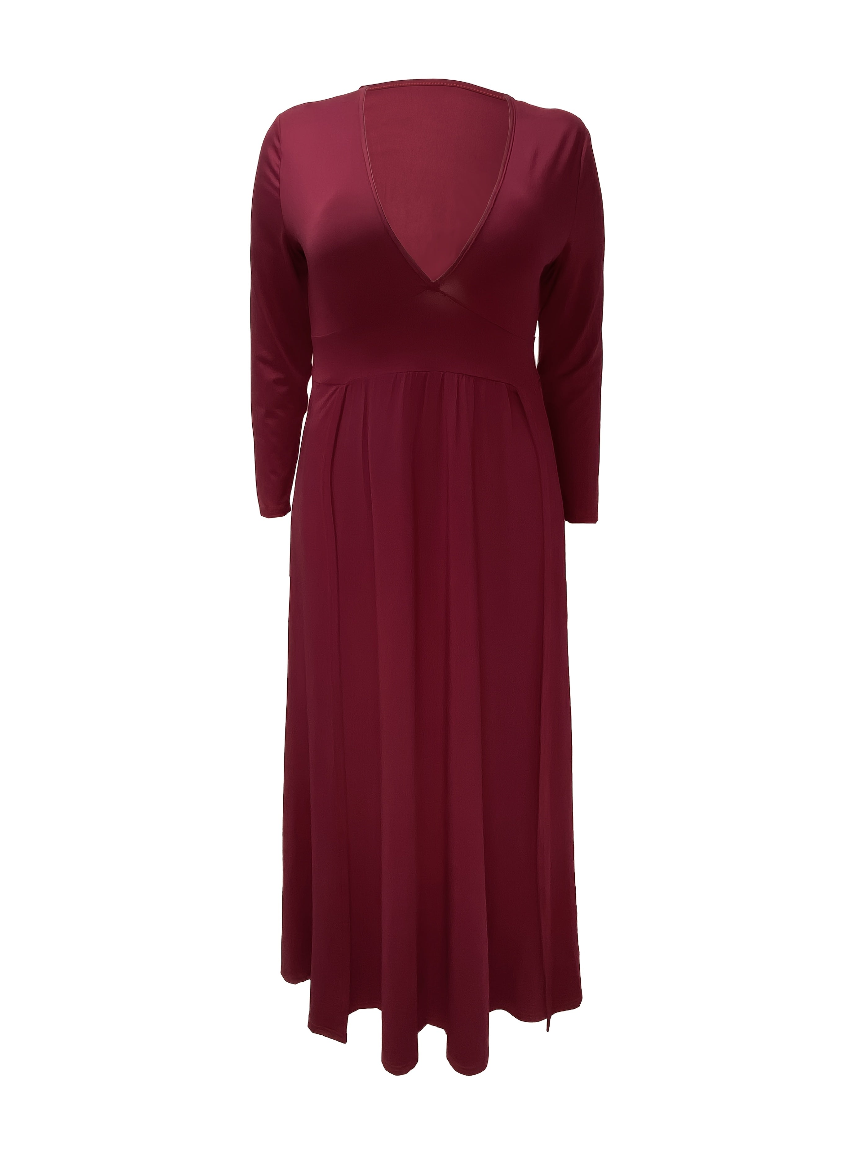 Plus Size Deep V High Slit Nightgown Sexy Home Dress