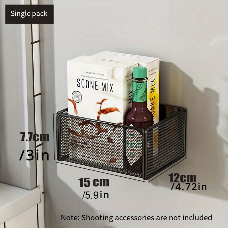 Magnetic Metal Refrigerator Door Organizer Basket Kitchen Storage