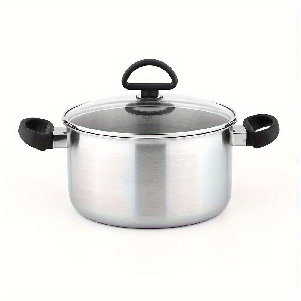 Stainless Steel Dutch Oven 5.5 Qt with Glass Lid for Casseroles and Soups