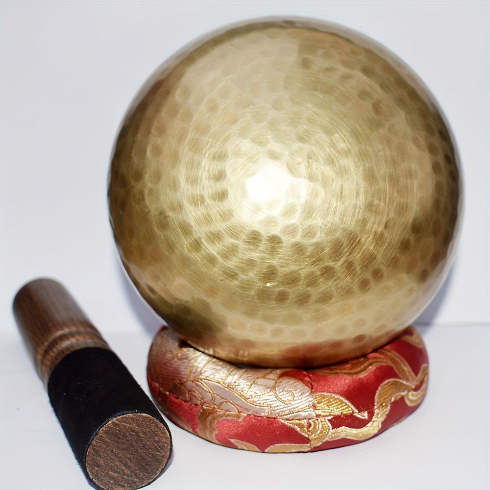 Cuenco cantador de Nepal martillado a mano para mindfulness, terapia de sonido, 11cm, amarillo