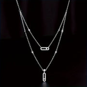 Geometric Paperclip Pendant Necklace with Cubic Zirconia for Weddings and Parties