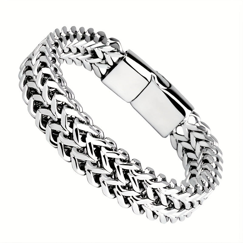 Men's Stainless Steel Braided Bracelet Casual Style Magnetic Clasp No Plating