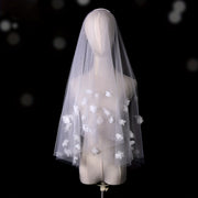 Women's Bridal Veil with 3D Floral Accents Double Layer Wedding Accessory
