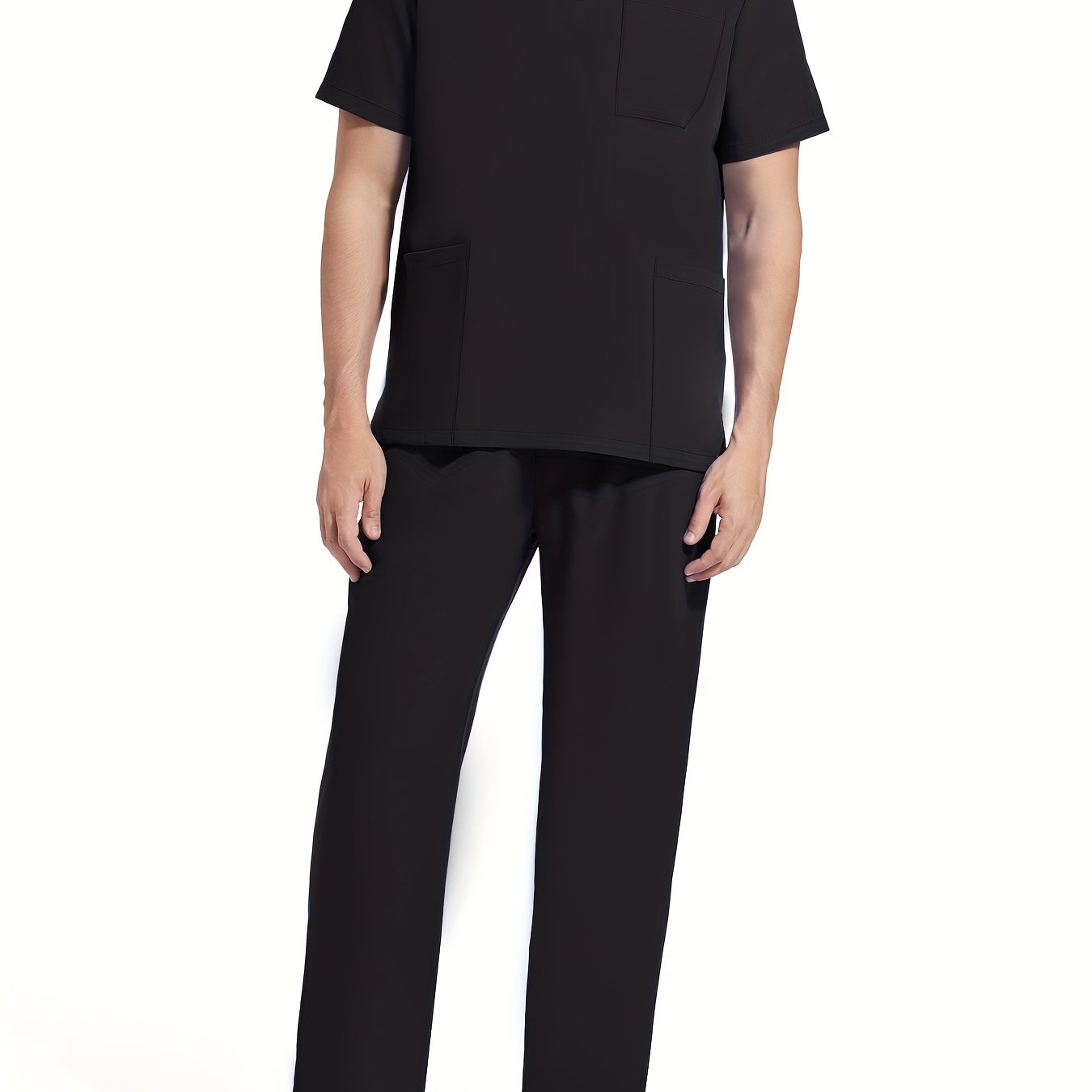 Мужской комплект рабочей одежды с коротким рукавом, эластичным поясом, дышащей тканью и карманами