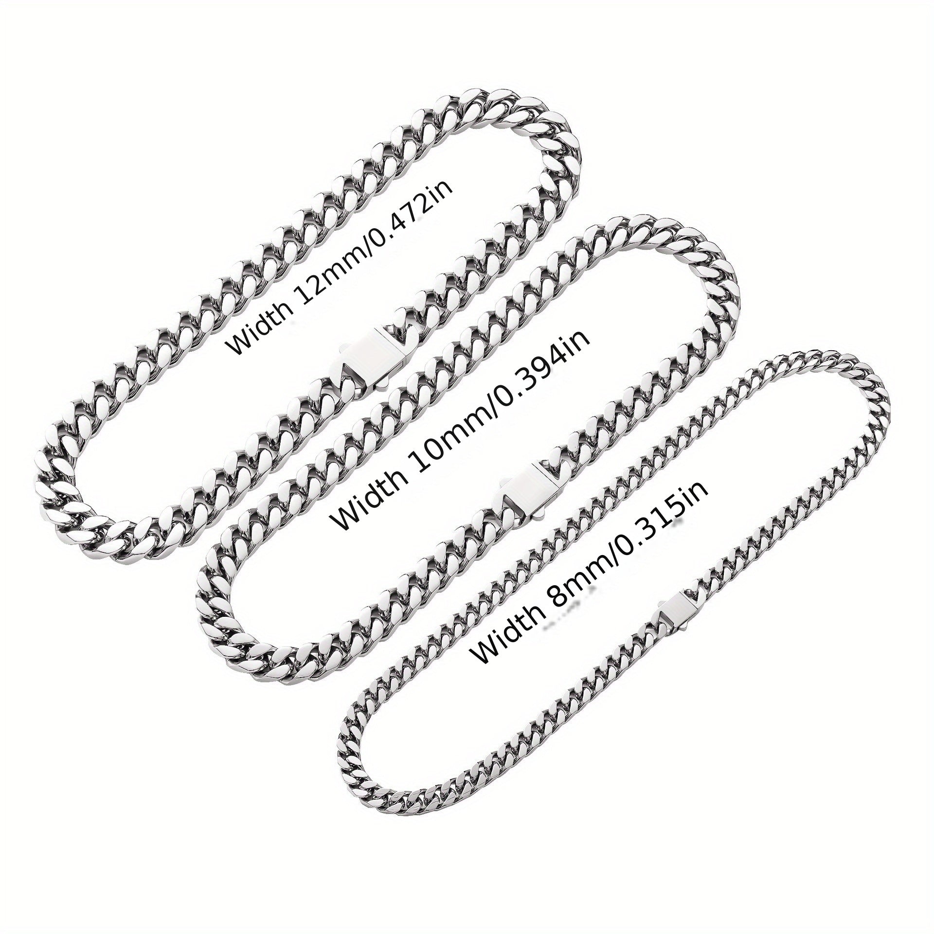 Titanium Steel Cuban Chain Necklace for Men, Non-Fading Glossy Finish, 8-12mm