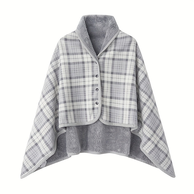 Plaid Polar Fleece Shawl Blanket for Autumn Winter Lounge and Office Use