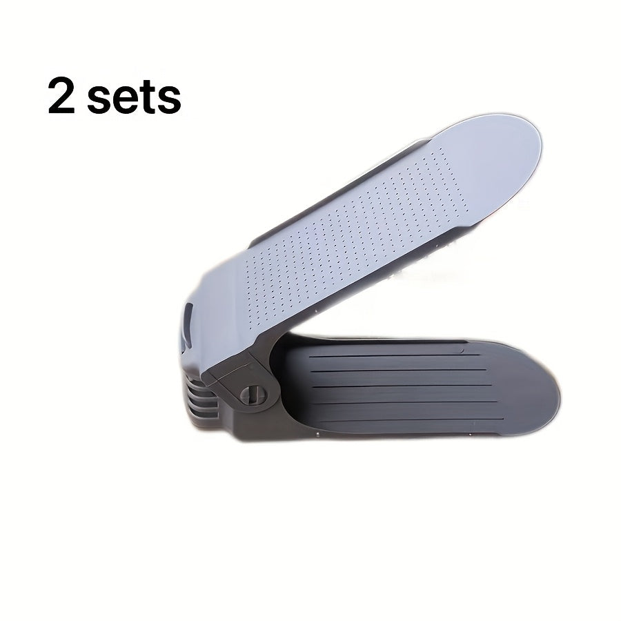 Kiyim shkaflari uchun ikki qatlamli poyabzal javoni, joyni tejash, sozlanadigan darajalar