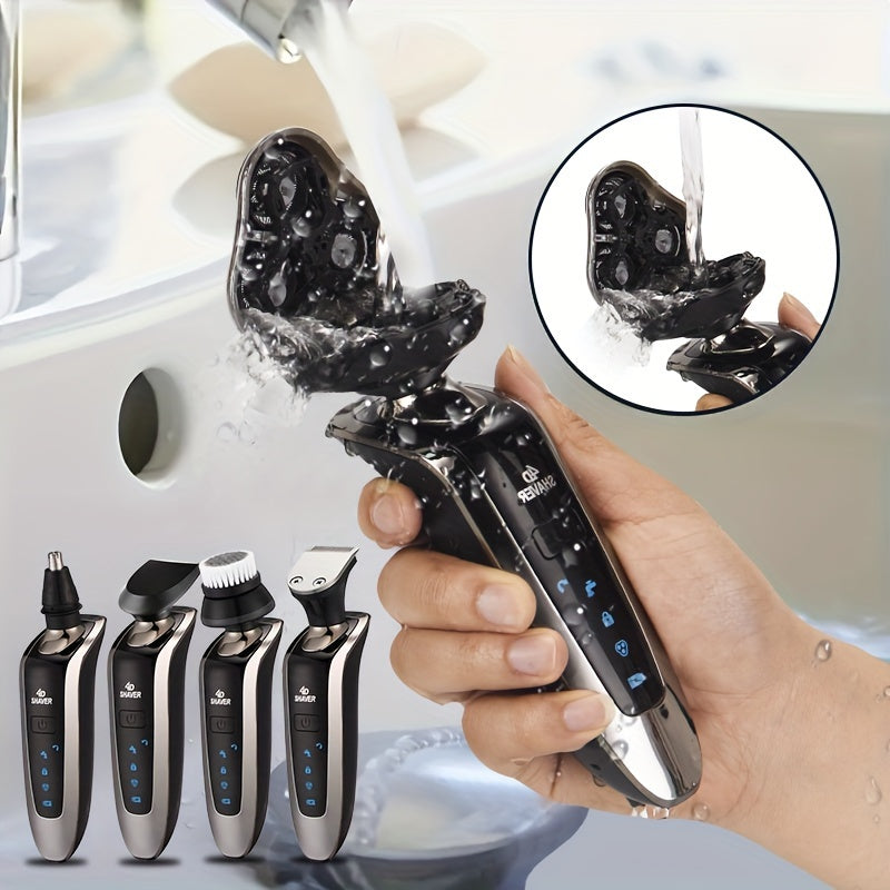 Men's Electric Shaver Set 5-in-1 Rechargeable Trimmer and Cleaning Brush