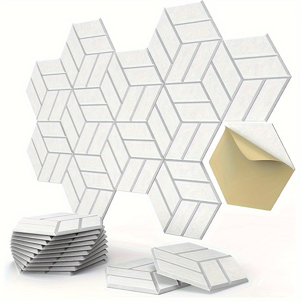 12pcs Hexagonal Acoustic Panels Soundproof Wall Treatment Self-Adhesive for Home Studio Office