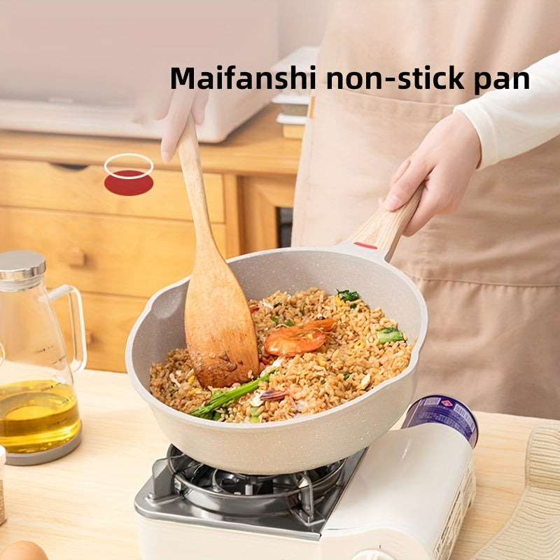 White Maifan Stone Frying Pan Non-Stick Flat Cookware for Eggs Pancakes Steaks