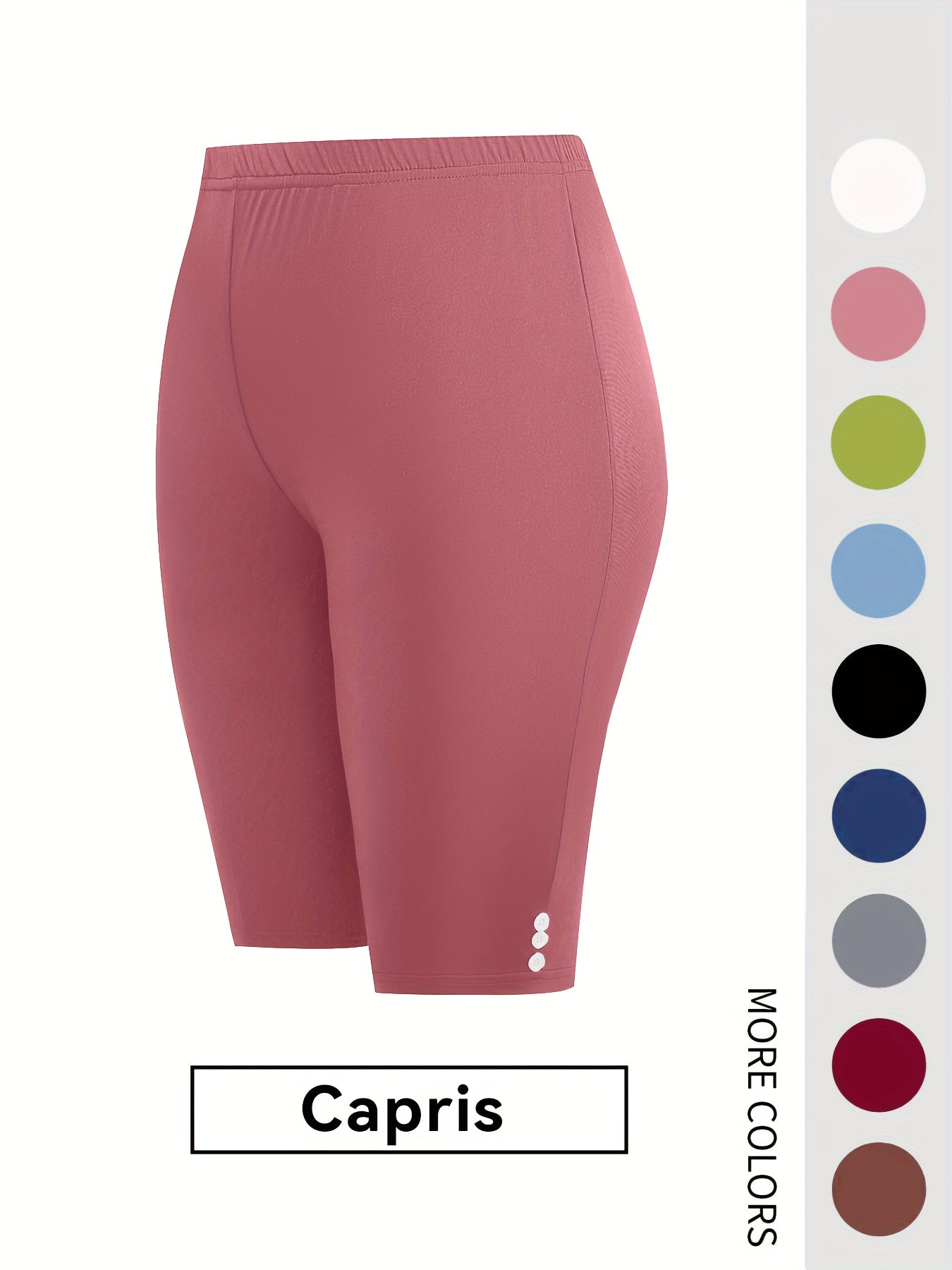 Plus-Size Women's Stretchy Fitted Shorts with Elastic Waistband Set of 6