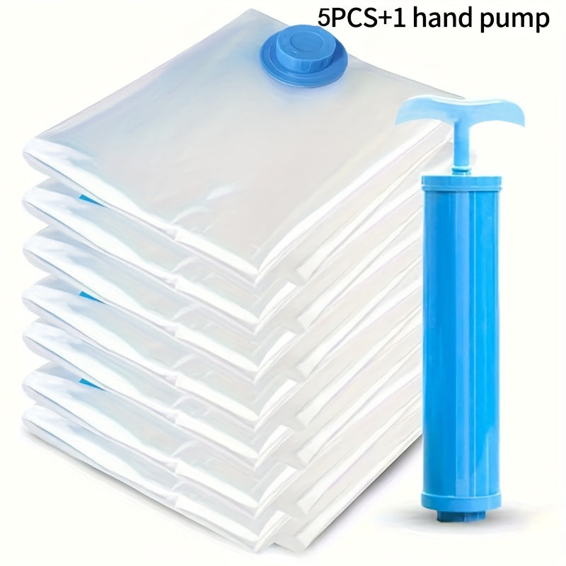 Vacuum Compression Storage Bags Set with Manual Pump for Travel and Winter Clothes 3 Sizes