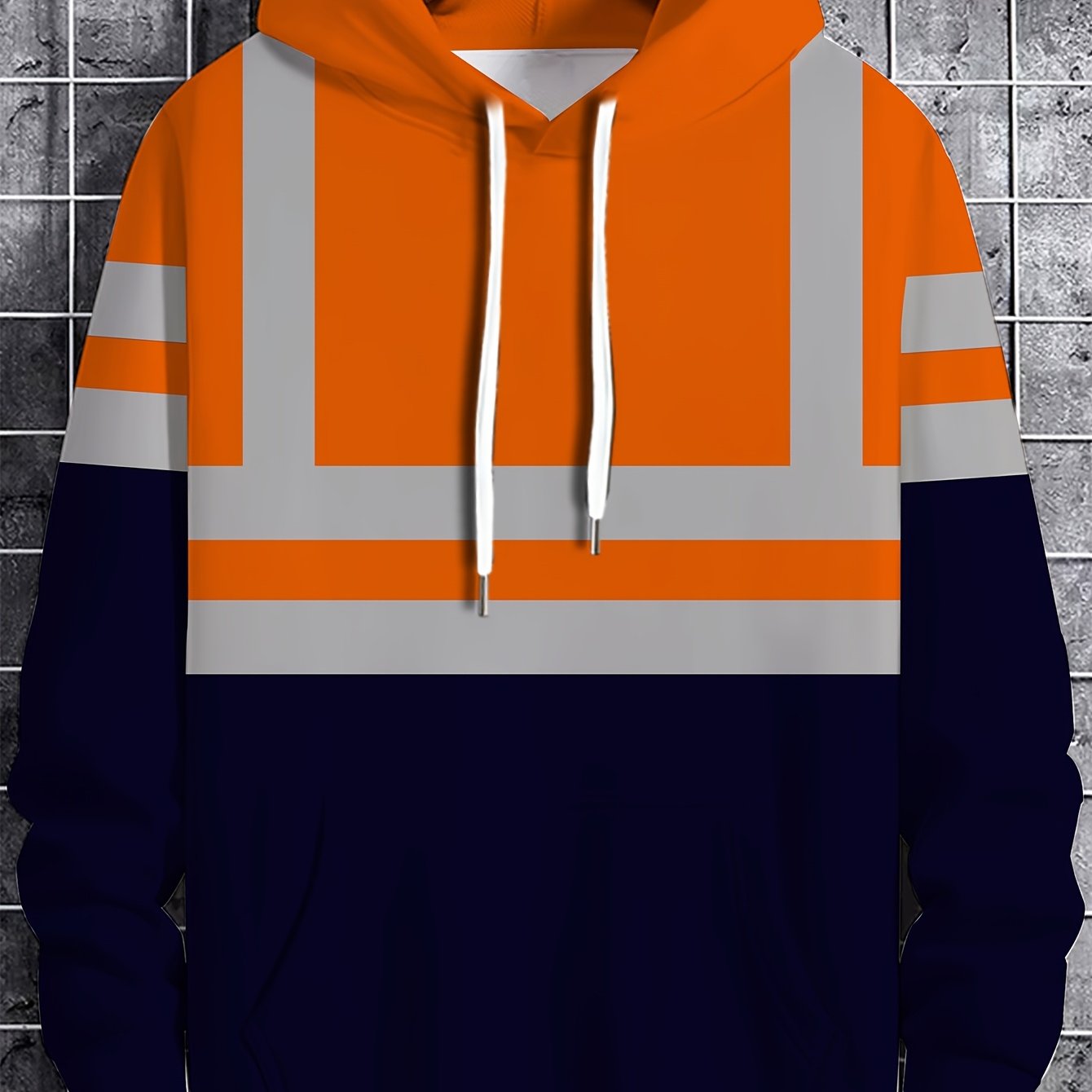 Men's Plus Size Hooded Sweatshirt Polyester Patterned Casual Long Sleeve