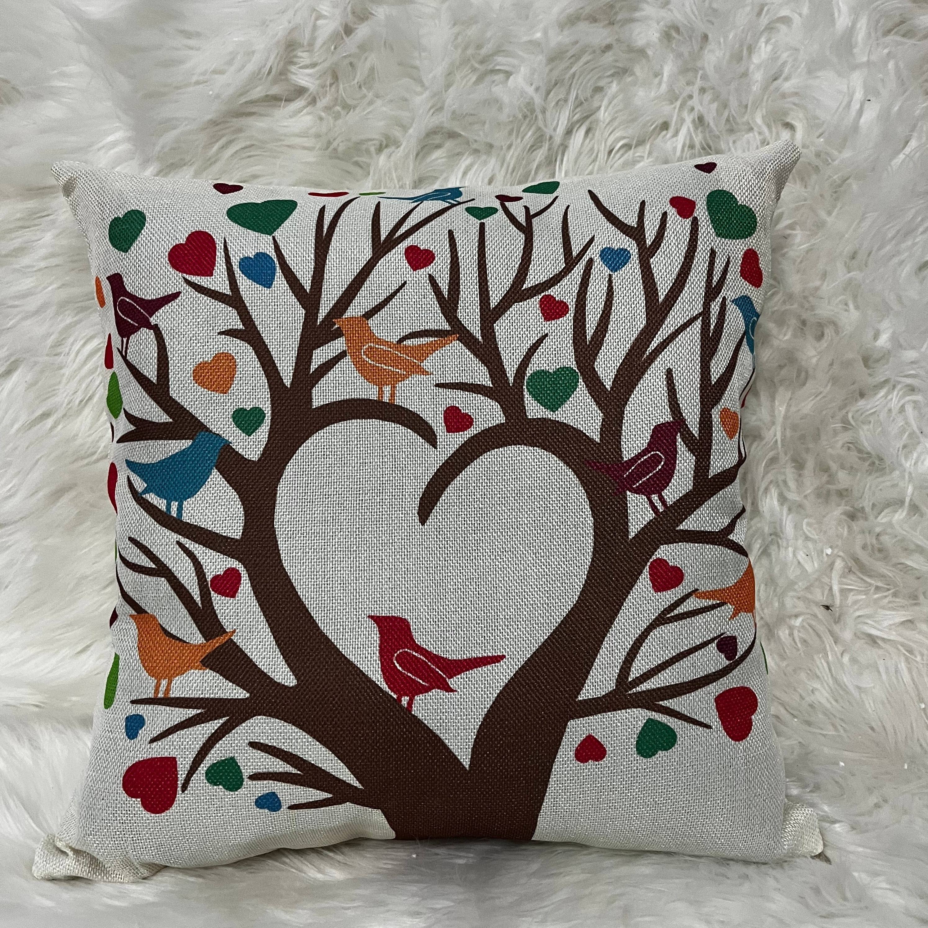 Linen Printed Pillowcase for Sofa Bed Office Decor 20x20 Inches