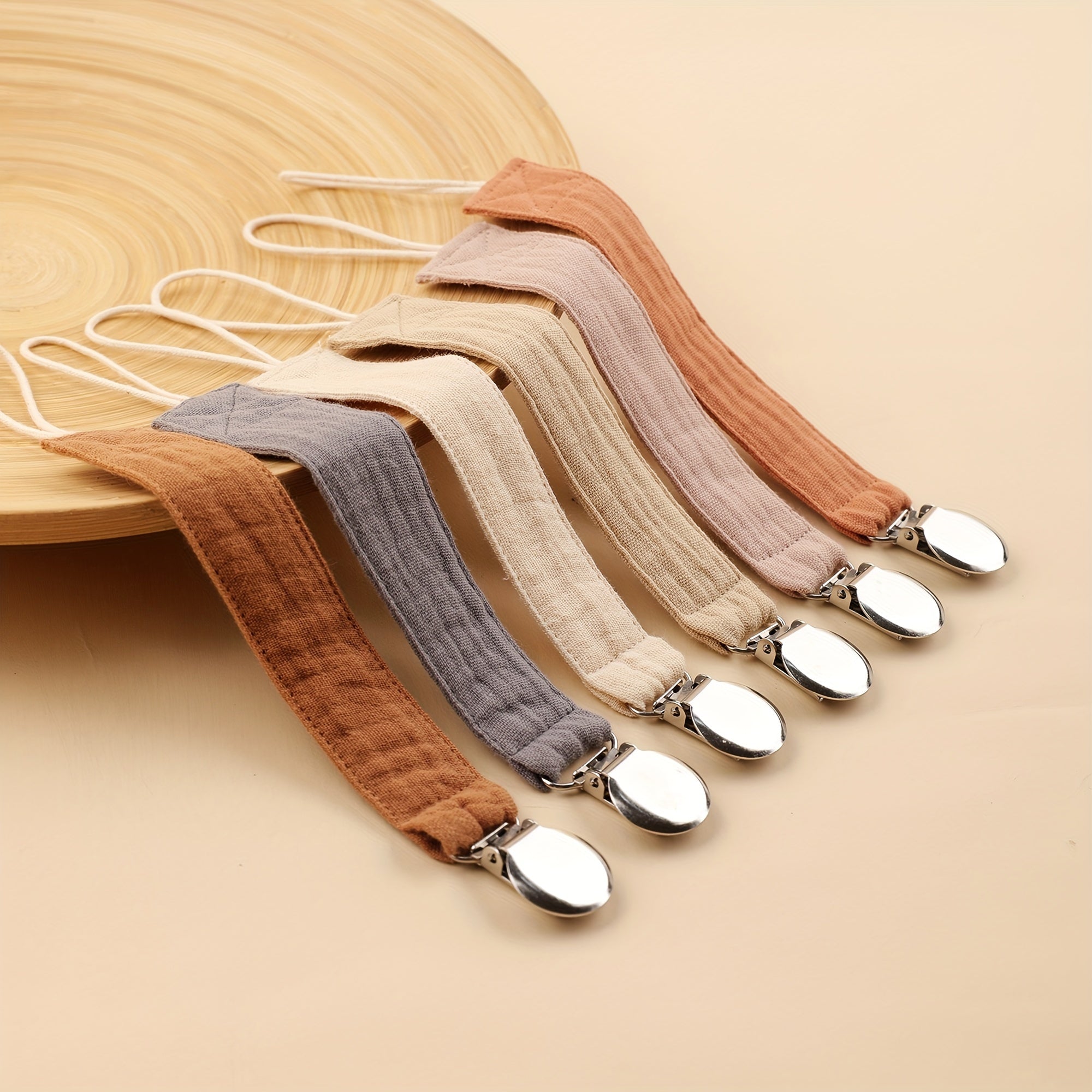 Baby Soother Chain Set of 4 for Ages 0-3 Stainless Steel Clips Various Colors