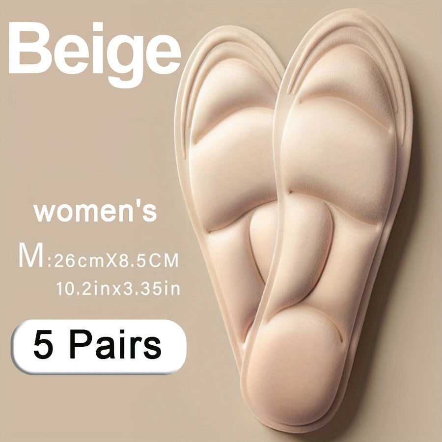 Unisex 5D Memory Foam Shoe Insoles, Breathable, Wear-Resistant, Adjustable